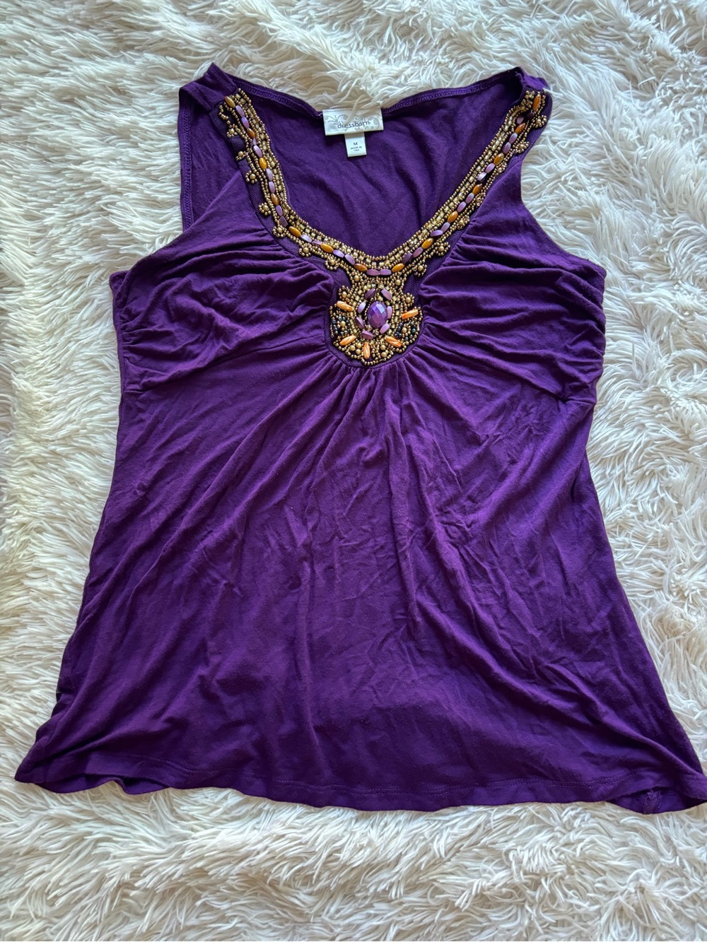 Embellished Purple Sleeveless Women's Top - Unknown Brand